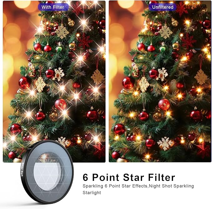 Haoge Star Filter for Insta360 GO Ultra, 6 Points Starlight Twinkle Starburst Sparkling Effect Lens Filter, Optical Glass/Multi-Coated Filters
