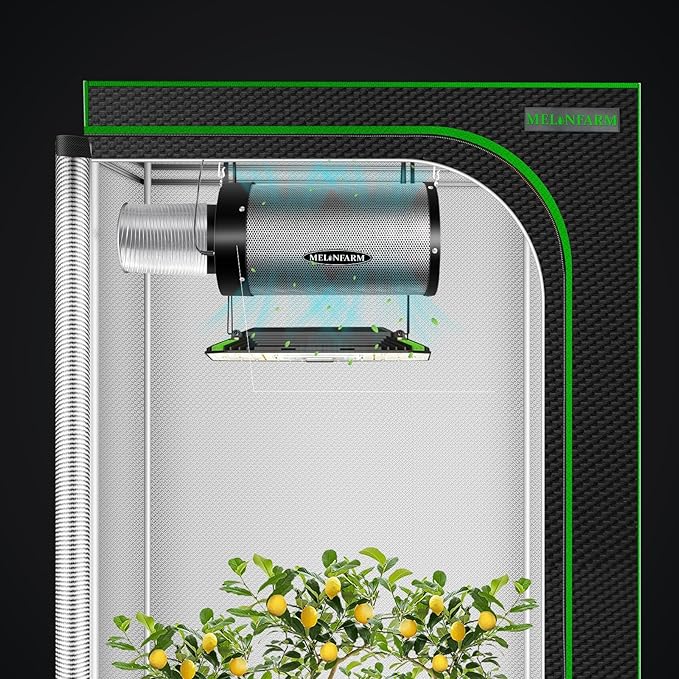 MELONFARM Air Filtration Kit 4", Built-in 14cm Fan Low Nois Carbon Filter with 12-Speed Controller, 8' Ducting, Cooling & Ventilation System for Grow Tents, Indoor Gardening, Hydroponics 4“x12.6"