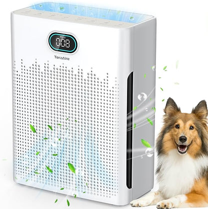 Air Purifiers for Home Cover Up to 2200 Ft², HEPA Air Purifier with Washable Pre-filter, Pet mode, PM 2.5 Air Quality Monitor Fragrance Sponge for Smoke, Odor, Dander, Pollen (White)