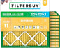 Filterbuy 20x20x1 Air Filter MERV 11 Superior Pet & Allergy Defense (12-Pack), Electrostatic Pleated HVAC AC Furnace Filters Replacement, Made in USA (Actual Size: 19.50 x 19.50 x 0.75)