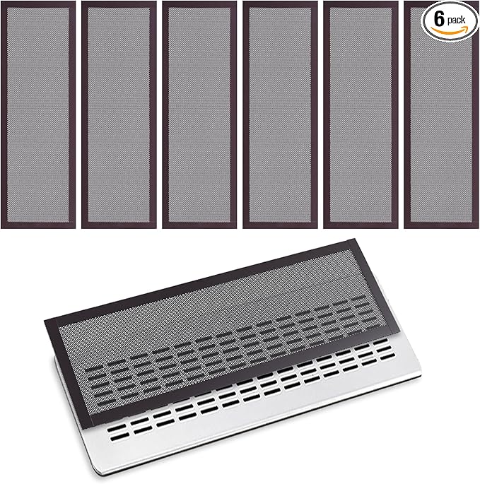 6 Pack Strong Magnetic Floor Vent Cover - PVC Mesh Register for Wall Ceiling Floor Catch Debris Hair Insect (Black, 4 x 12 Inch)