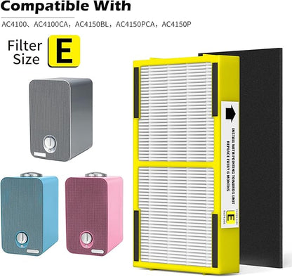 6 Pack FLT4100 HEPA Replacement Filter Size E Compatible With Guardian Technologies AC4100 AC4100CA, AC4150BLCA, AC4150PCA, AC4150P, AC4175W Purifier, Part # FLT4100 / FLT11CB4 / Filter E