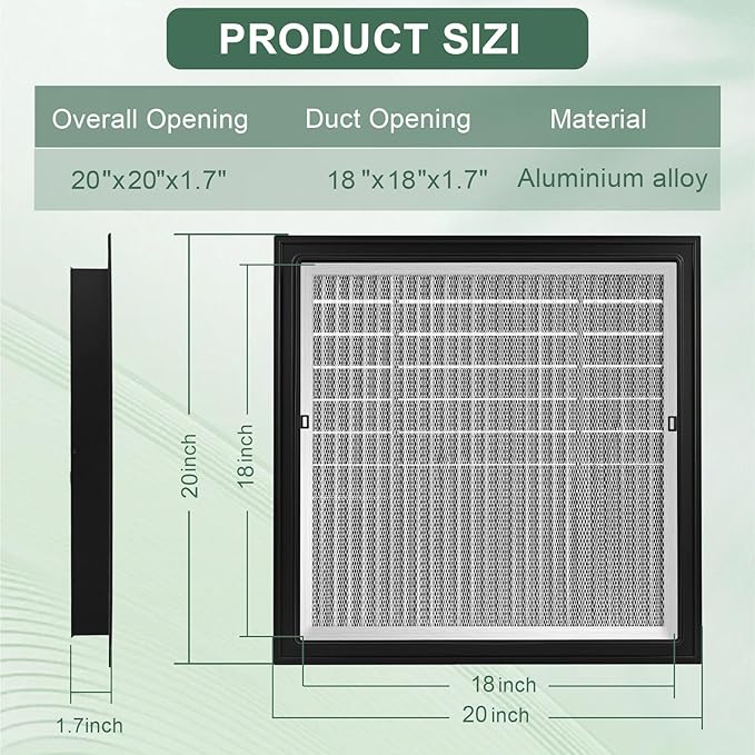 2-Pack 20"x20" Gable Vent - Premium Aluminum，Filter Screen for Removable, Ideal for Gables, Sheds, and Attics - Vent Opening 18"x18" - Boost Ventilation and Guard Against Moisture