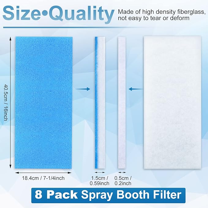 Nuenen 8 Pieces Paint Booth Filter Airbrush Booth Filter Spray Airbrush Spray Exhaust Replace Paints Filters Double-Layer for Painting Craft Tents System Project