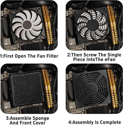 4Pcs 120mm Cooling Fan Filter, Plastic Dustproof Mesh Cover for PC Computer Case, Effective Dust Protection, Easy Installation, Reusable Filter Grill Black