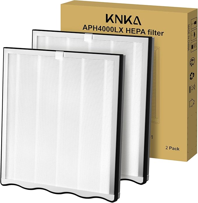 KNKA Air Purifier Replacement Filter for APH4000, 2-Pack HEPA & Activated Carbon Filters, White