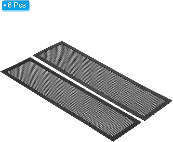 PATIKIL 4"x14" Magnetic Vent Cover, 6 Pack Floor Wall Air Registers Cover Strong Magnet Vent Screen Mesh for Blocking Hair Dust Debris, Black