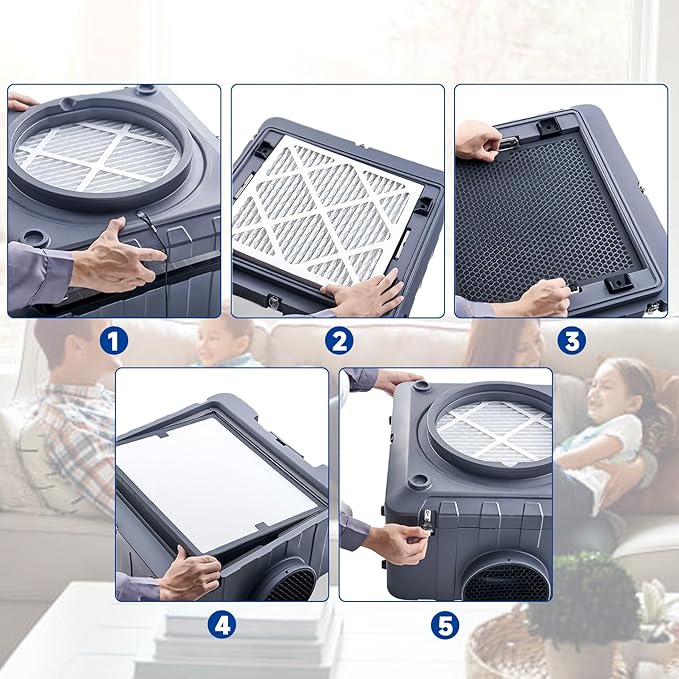 Air Scrubber Active Carbon Filters Compatible with Mounto, BlueDri, VEVOR and Dri-Eaz Air Purifier, Compatible with Part HEPA500 & BD-AS-550 & F301H, 16'' x 16'' x 1'' inches（3 Pack）