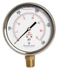 4" Oil Filled Pressure Gauge - Stainless Steel Case, Brass, 1/2" NPT, Lower Mount Connection, 0-500PSI