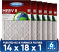14x18x1 MERV 8 Air Filters 6-Pack – 13.7" x 17.7" x 0.75" – HVAC, AC & Furnace Compatible – Electrostatic Filtration for Home & Commercial Air Systems