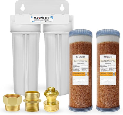 Max Water 2 Stage Deionized Spot - Free Car Rinse Unit, Premium Water Deionizer for Car Washing - Spotless Car, RV and Motorcycle Wash System - 3/4" Inlet/Outlet