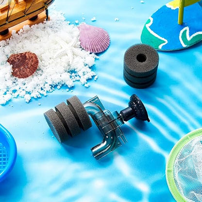 Riakrum 2 Pieces Mini Aquarium Single Sponge Filter Submersible Foam Filter Quiet for Small Fish Tank 0.5-5 Gallon Fixed Freshwater Salt Water