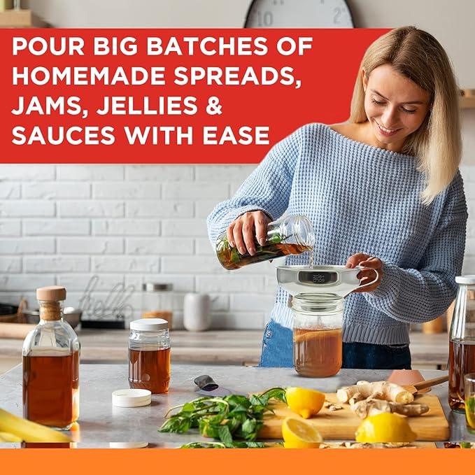 Zoie + Chloe 3-in-1 Stainless Steel Funnel Set - Kitchen Funnels with Detachable Fine Mesh Filter & Strainer for Filtering Herbs, Food Bits - Durable Stainless Steel - Ease to Use, Dishwasher Safe