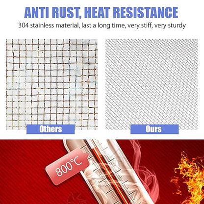 Stainless Steel Mesh Screen 12 Mesh No Rust Sturdy Metal Wire Mesh Easy to Work Heat Resisting Woven Mesh for Vent Garden Window Screen Cage DIY Projects