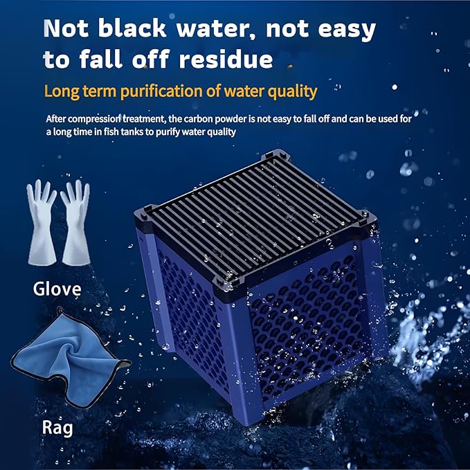 Pure Cube Water Trough Filter - Fish Tank Kit with Activated Carbon, Super Strong Honeycomb Aquarium Filter Media for Small Fish Tanks, Ponds & Livestock Water Purification (1PC, Blue)