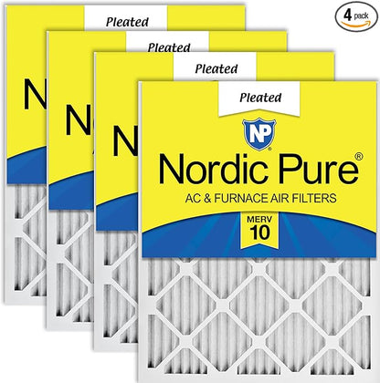 Nordic Pure 16x25x1 (Actual Size: 15 1/2 x 24 1/2 x 3/4) Pleated MERV 10 Air Filters 4 Pack