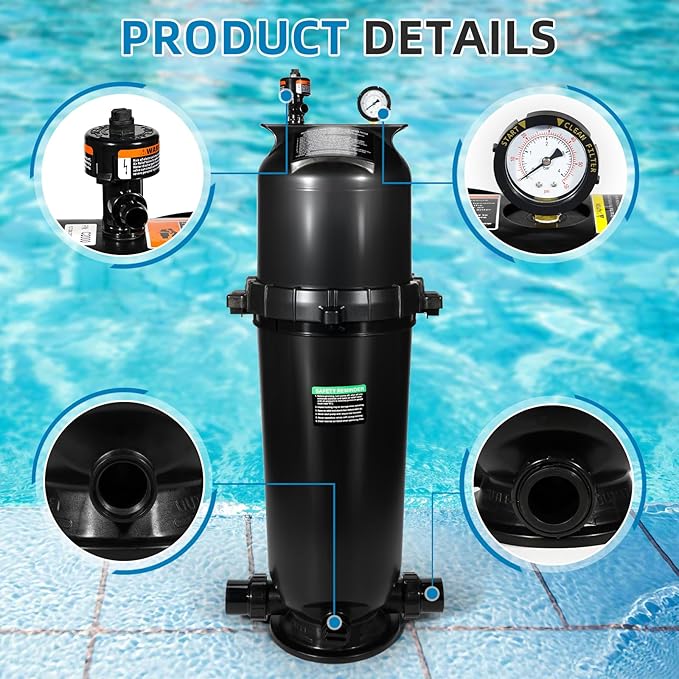 W3C17502 Swimming Pool Plus Cartridge Filter Assembly 200 Sq Ft,150 GPM Compatible with Hayward StarClear Plus,Replacement Element Part C-8319