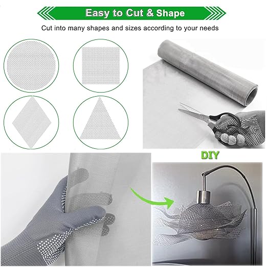20mesh Stainless Steel Mesh Screen, 15.7"x78.7"(40x200cm) Metal Mesh Screen, 1mm Hole Woven Wire Mesh, No Rust and Easy to Cut for Air Vent, Window Screen, Cage, Filter Mesh DIY Projects