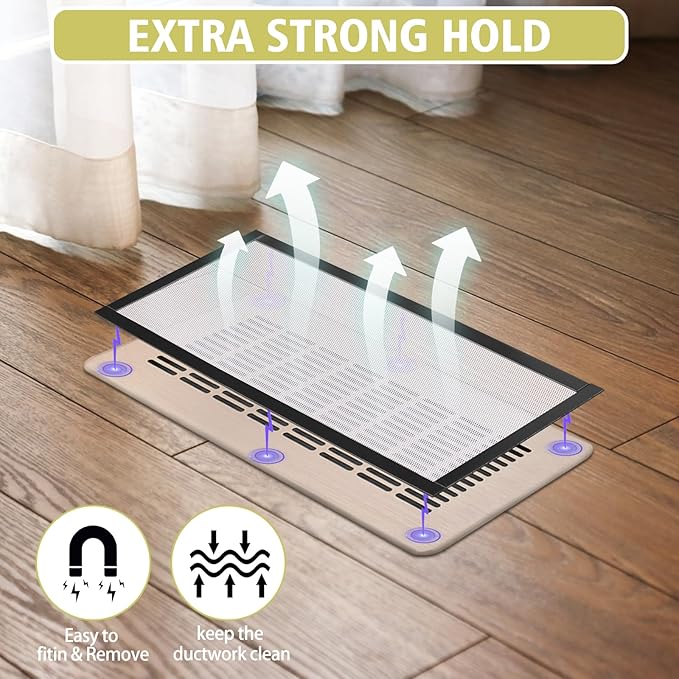 4 Pack 40cm x 30cm Magnetic Floor Vent Cover - Customizable Size PVC Mesh Register for Wall Ceiling Floor Catch Debris Hair Insect (White)