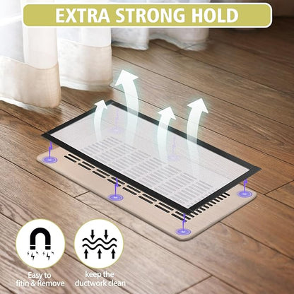 4 Pack 40cm x 30cm Magnetic Floor Vent Cover - Customizable Size PVC Mesh Register for Wall Ceiling Floor Catch Debris Hair Insect (White)