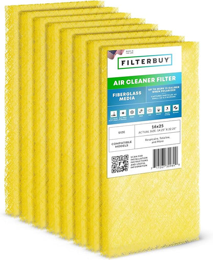 Filterbuy 16x25 Air Cleaner Filter Replacement Pads for Respicaire CG MicroClean 95, Totaline CG1000 Star Series, and More (4-Pack)
