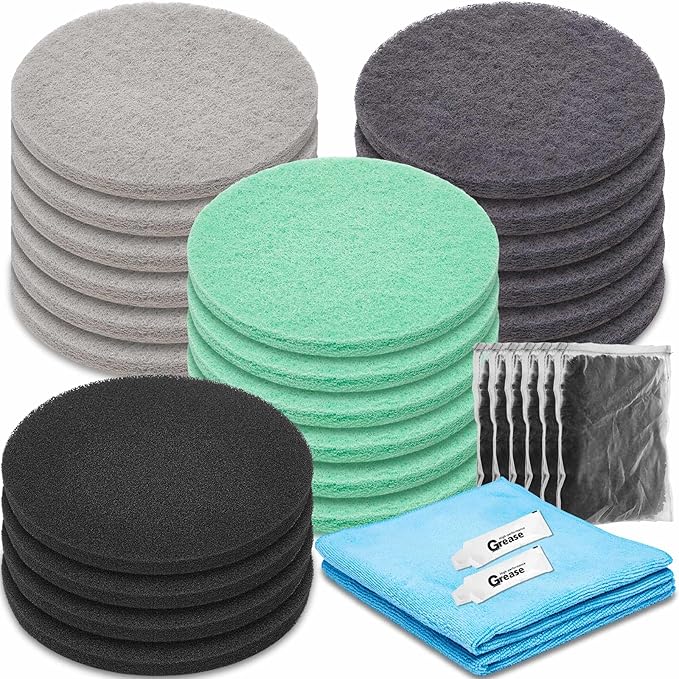 26 Pcs Canister Filter Media Replacement Kit Compatible with Fluval Fx4 Fx5 Fx6 Include Foam Filter Pads, Aquarium Maintenance Quick Clear/Water Polishing Pads, Silicone Lubricant, Towels