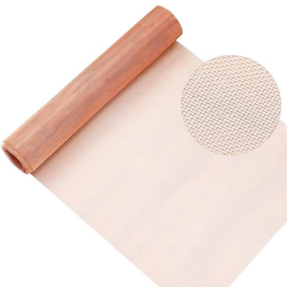 Therwen 36 Inch x 35 ft Copper Mesh Screen 99.9% Pure Copper 40 Mesh Roll Wire Fabric for Grounding Dense Filter Screen Woven Crafts Window Protection