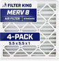 Filter King 5.5x5.5x1 Air Filter | 4-PACK | MERV 8 HVAC Pleated A/C Furnace Filters | MADE IN USA | Actual Size: 5.5 x 5.5 x .75"