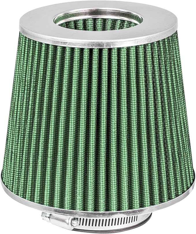 Mortar Aftermarket Auto Air Filter Replacement - Car Enthusiast Class Universal Cold Air Intake Gulps in More Air for More Engine Power & Passionate Induction Sound, 2.75 In, Green