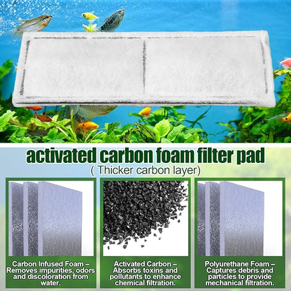 Pangda 24 Pcs Carbon Filter Foam Pads and Foam Filters Compatible with U3 Range of Internal Underwater Sponge Aquarium Underwater Filter Accessories for Internal Replacement Aquarium Fish Tank