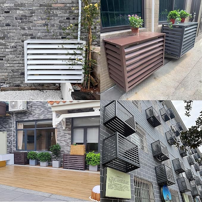 Aluminum Air Conditioner Cover, Privacy Fence Screen, Outdoor Condenser Protective Cover, Freestanding Louvered Space Divider, Trash Can Enclosure & Flower Stand, Suitable for Outdoor