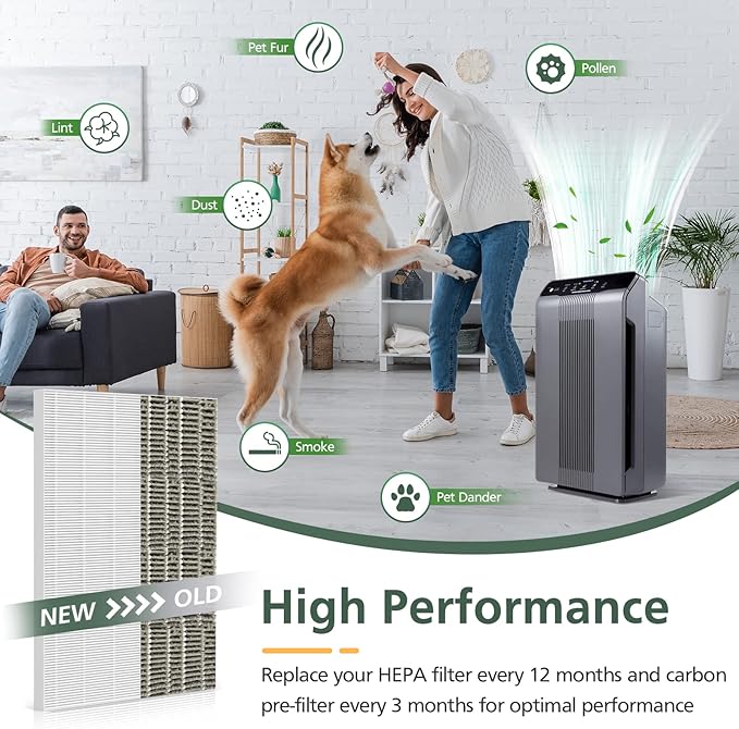 115115 Replacement Filters A Size 21 for Winix PlasmaWave 5300-2, C535, 6300, 5300, 6300-2, P300, AM90, 9000, 5000, 5000B, C909, 9800 Air Purifier, 2 True HEPA Filters + 8 Carbon Pre-Filters