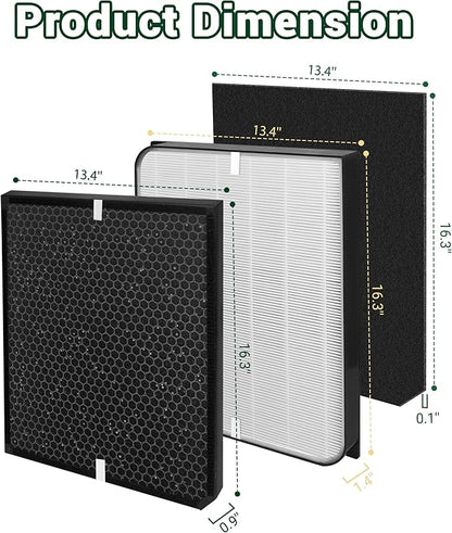 AD3500 Replacement Air Filter Compatible with AIRDOCTOR Air purifiers 3000, 3500, 3500i. Includ-1 Efficiency Filter, 2 Activated Carbon Filters, 4 Per-Filters，Compare to Part # ADF3001