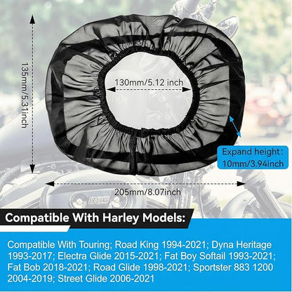 Meonum 2 Pack Air Filter Waterproof Rain Sock Covers, Compatible with Harley 114 Road King/Touring/FLHR/FLHX/Dyna/Softail, Air Cleaner Dustproof Protective Wraps Covers