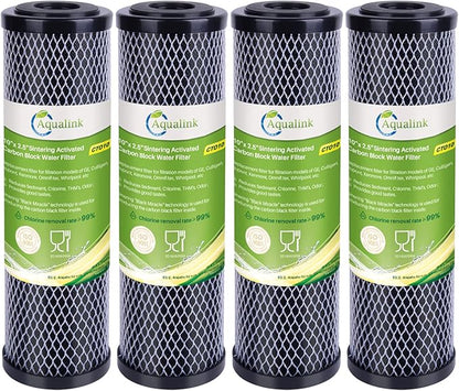 AQUALINK CTO10, 1 Micron 2.5" x 10" Whole House Carbon Water Filter Cartridge Replacement for Countertop Water Filter System, Dupont FXWTC, WFPFC8002,WFPFC9001, SCWH-5,WHEF-WHWC,AMZN-SCWH-5