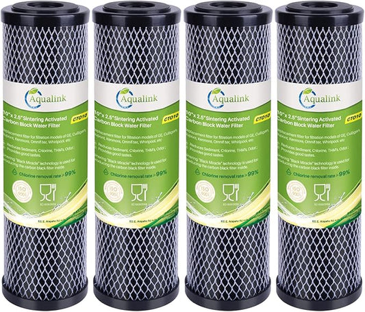 AQUALINK CTO10, 1 Micron 2.5" x 10" Whole House Carbon Water Filter Cartridge Replacement for Countertop Water Filter System, Dupont FXWTC, WFPFC8002,WFPFC9001, SCWH-5,WHEF-WHWC,AMZN-SCWH-5