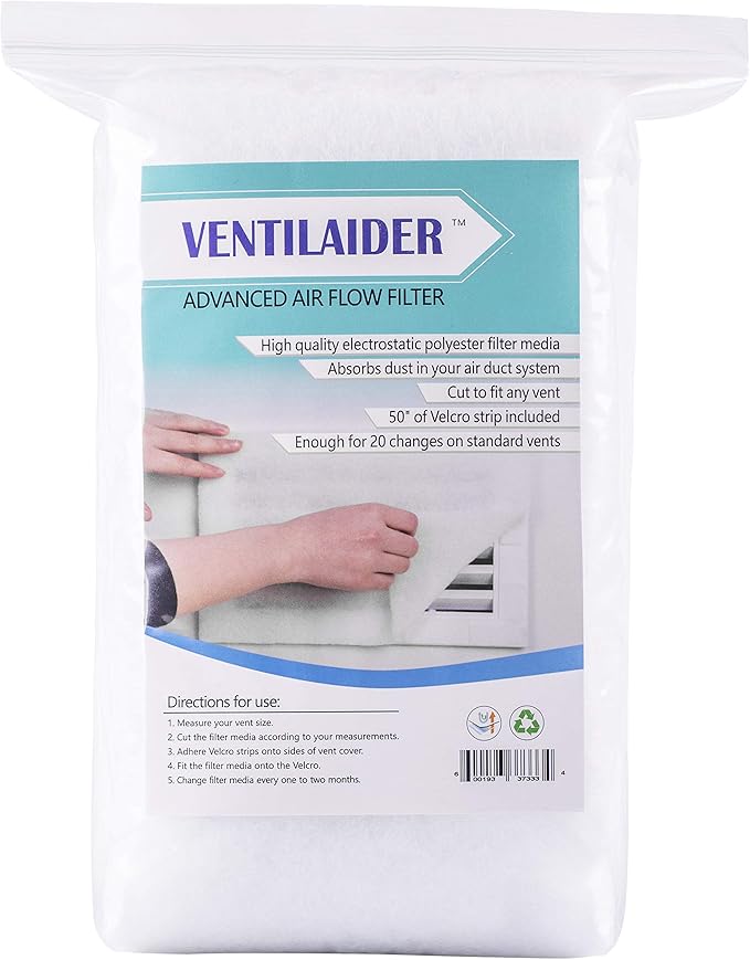 Complete Air Vent Register Filter Set Cut To Fit Any Size 16" x 60" & 50" Installation Tape, Electrostatic Fabric. Purifies Air, Helps Reduce Dust From Ducts, AC Furnace System