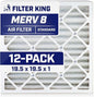 Filter King 19.5x19.5x1 Air Filter | 12-PACK | MERV 8 HVAC Pleated A/C Furnace Filters | MADE IN USA | Actual Size: 19.5 x 19.5 x .75"