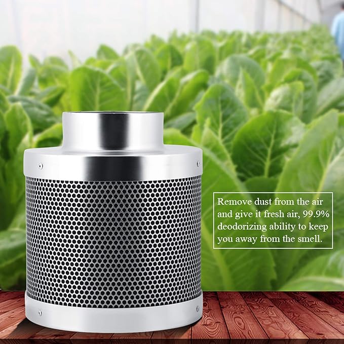 Stainless Steel Carbon Filter, 4 Inch Smelliness Control Scrubber, Odor Scrubber For House Workshop Grow Tent Rooms Inline Duct Fan Indoor Plant Hydroponics Grow Rooms