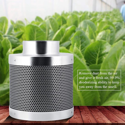 Stainless Steel Carbon Filter, 4 Inch Smelliness Control Scrubber, Odor Scrubber For House Workshop Grow Tent Rooms Inline Duct Fan Indoor Plant Hydroponics Grow Rooms