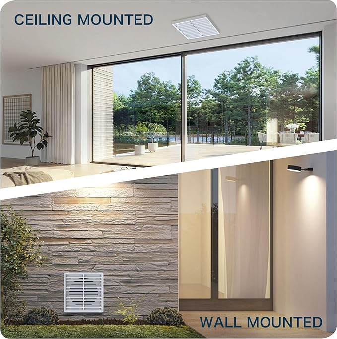 Air Vent ABS Louver Grille Cover 6 Inch, External Wall Vent Cover with Built-in Screen Mesh for Intake Exhaust Ventilation Exterior Door Ceiling Attic Storage Garage, White