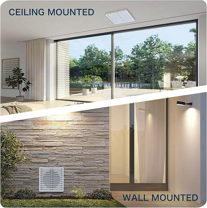 Air Vent ABS Louver Grille Cover 6 Inch, External Wall Vent Cover with Built-in Screen Mesh for Intake Exhaust Ventilation Exterior Door Ceiling Attic Storage Garage, White