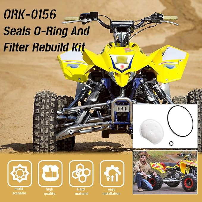 ORK-0156 Seals O-Ring And Filter Rebuild Kit Compatible With Suzuki Ltr 450 Swirl Fuel Filter 2006-2011(1 SET)1 Filter and 2 O-rings