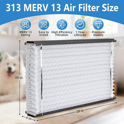 2 Pack 313 Replacement Air Filter, 20 x20 x4 Inches, MERV 13 Furnace, Compatible with AprilAire 1310, 2310, 3310, 4300 Whole House Air Purifier