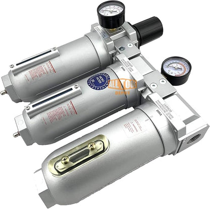 1" NPT SUPER DUTY Industrial Grade Filter Regulator Coalescing Desiccant Dryer System For Compressed Air Lines, Metal Bowls, Great For Paint Spray And Plasma Cutter (MANUAL DRAIN)
