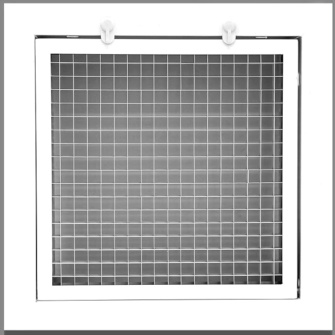 HVAC Premium 14'' x 14'' Cube Core Eggcrate Return Air Filter Grille for 1'' Filter - Aluminum - White [Outer Dimensions: 15.75 X 15.75]