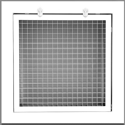 HVAC Premium 14'' x 14'' Cube Core Eggcrate Return Air Filter Grille for 1'' Filter - Aluminum - White [Outer Dimensions: 15.75 X 15.75]