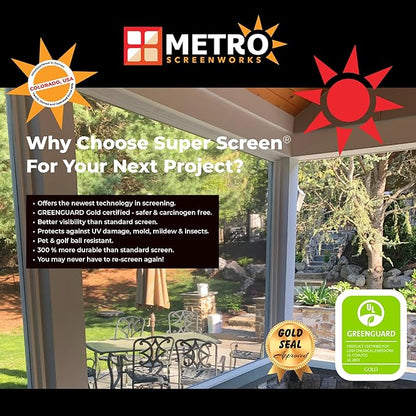 Pet & Weather Resistant Insect Screen - 17/14 Super Screen (120 in x 50 ft) - Mesh Screen for Patio Porch Pool Cage & Lanai - Replacement Screen Roll, Black - Dog & Cat Proof Screens for Windows