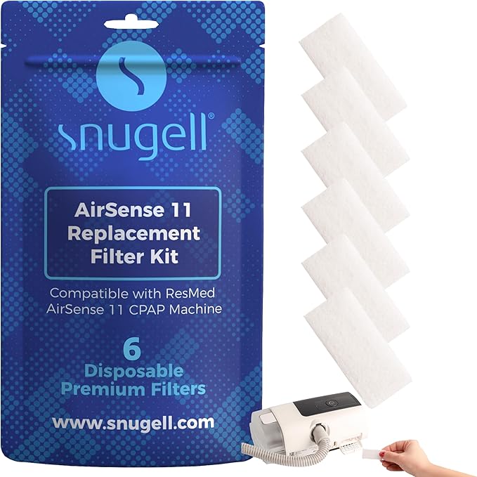 Snugell Disposable AirSense 11 CPAP Filters – 6-Pack– Designed for ResMed AirSense 11 Machines – Travel-Friendly and Easy to Install – Provides Superior Filtration for Clean, Healthy, and Purified Air