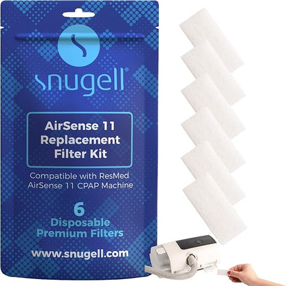 Snugell Disposable AirSense 11 CPAP Filters – 6-Pack– Designed for ResMed AirSense 11 Machines – Travel-Friendly and Easy to Install – Provides Superior Filtration for Clean, Healthy, and Purified Air